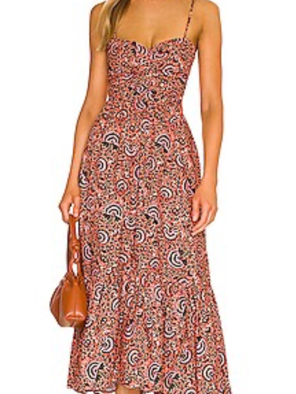 A.L.C. Rust Print Spaghetti-Strap Maxi Dress